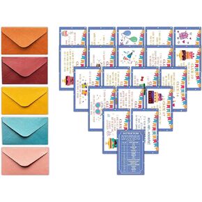 Happy Birthday Treasure Hunt Clues Game Cards, Birthday Party Scavenger Hunt Card Game(20 Cards with Colourful Envelopes), Indoor Outdoor Party Game Supply for Kids Adults Family Teacher Student(A06)