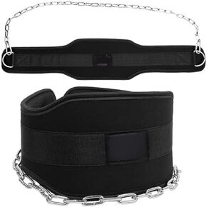 Dip Belt For Weightlifting - 37'' Chain Pull Ups Belt, 550lbs Weight Capacity Heavy Duty Steel Chain For Added Weight Training Squat, Weight Lifting, Workout, Fitness, Crossfit in Kuwait