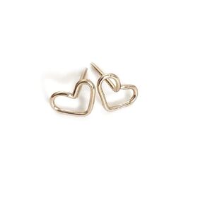 Sterling Silver Earrings for Women - Handmade Simple Heart Stud Earrings (sterling-silver)