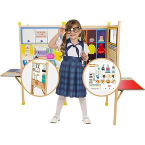 Fire Station - Large Kids Pretend Play Set for Toddlers Ages 3+ Years –Wooden Toy Playset Folds Away for Easy Storage with 20 Fun & Interactive Pieces
