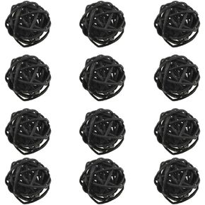HAHIYO 40mm Diameter Wicker Rattan Balls Well Constructed Remained Tight Gorgeous Color Tone Fill Space Add Visual Interest Gold 12 PCS for Vase Bowl Filling Tree Wedding Table Bird Toy