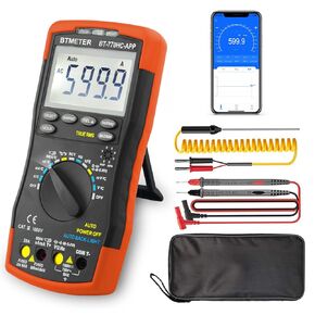 Bluetooth APP Digital Multimeter - BTMETER BT-90EPD Auto Ranging Multi-Tester 4000 Counts Data Logging on Mobile Phone for AC/DC Voltage Current Resistance Temperature