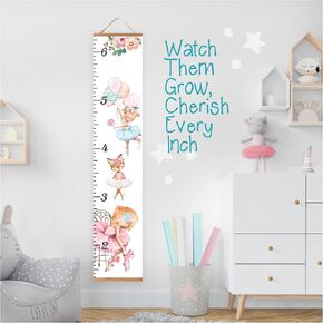 Baby Kids Canvas Hanging Growth Chart Height Ruler Portable 12"x60" Measures from 1'5" to 6'3" Nursery Wall Decor Shower Gift in Kuwait