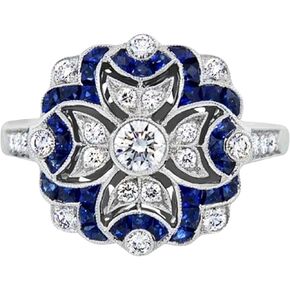 S925 plum-shaped blue and white wedding engagement diamond ring is the best holiday gift for women (US size: 6-10)