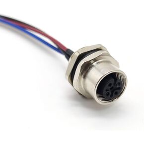 كابل موصل أنثى M12 5Pin، كابل تركيب خلفي مستقيم مشفر بطول 1 متر مقبس طيران أنثى مقاوم للماء كابل كهربائي غير محمي، وعاء مستشعر IP67 (1 متر)