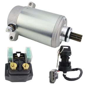 Starter Motor & Solenoid Relay & Ignition Switch for Yamaha Big Bear 400 2002-2008 4KB-81800-00-00, 4KB-81890-00-00, 5FU-81800-00