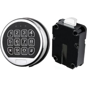 Electronic Safe Lock Gun Safe Lock Replacement with Swing Bolt Lock, Chrome Digital Keypad High Security Fireproof Safe Box