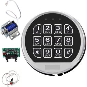 Electronic Safe Lock Gun Safe Lock Replacement with Swing Bolt Lock, Chrome Digital Keypad High Security Fireproof Safe Box