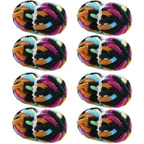 HOMBYS Super Bulky Giant Chunky Yarn for Crocheting,Large Soft Fluffy Yarn,Tie Dye Plush Fuzzy Yarn,Mixed Color Thick Chenille Yarn for Hand Knitting/Arm Knitting,Rose,Blue,Yellow,8 Pack