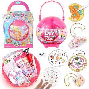 ZILEMOPO DIY Art and Craft Kits for Girls Ages 6-8-10-12, Guka Cream Glue and Diamond Painting Stickers Making Kit for Kids, Nano Tape Bubble Kit Complete Set for Girls 6+ Art Craft Casting (Red) in Kuwait