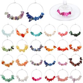 Pride & par 24 Pcs Nature Gemstone Beads Wine Charms for Glasses,Wine Glass Markers,Drink Markers for Stem Glasses,Wine Glass Decoration for Weddings,Parties in Saudi Arabia
