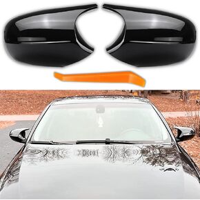 زوج واحد من أغطية مرايا السيارة الجانبية، استبدال مرآة الجناح لـ 2009-2012 BMW 3 Series E90 E91 E92 E93 318i 320i 325i 330i ملحقات خارجية لنماذج تجميل - طراز M، أسود لامع
