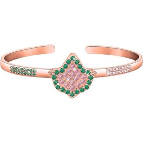 Sorority Gift Ivy Leaf Cuff Bracelet Sorority Graduation Gift Pink and Green Rhinestone Cuff Bangle