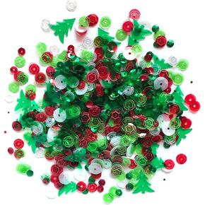 Buttons Galore Christmas Theme Loose Bulk Sequins, Red 8000 Pack, Small