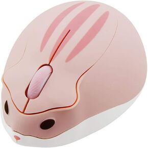 Cute Hamster Mouse,Wireless Mouse 2.4 Ghz 1200 DPI Less Noise Cartoon Animal Shape Portable Optical Mice with USB Receiver for Notebook Windows Computer PC Laptop Gift Kids (Blue)