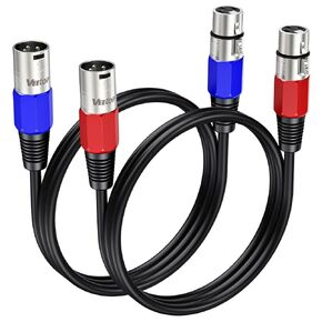 Veetop XLR Microphone Cable 6 Feet 6 Pack, Multi Colour XLR Patch Cable 3-Pin Silver Plated Premium Mic Cable,XLR Male to Female Cable for Mic Mixer,Audio Recording