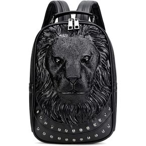 الرجال بو الجلود الأسد رئيس حقيبة الظهر الأزياء السفر المشي لمسافات طويلة Daypack حقيبة كمبيوتر محمول