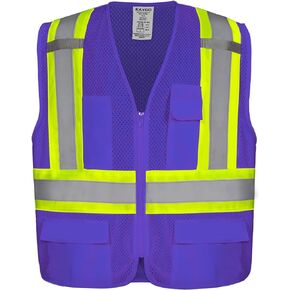 KAYGO High Visibility Safety Vests KG0100, Safety Vests Reflective with Pockets and Zipper,ANSI Type R Class2 Not FR