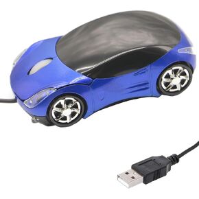 PCTC Cool Sport Car Shape USB Wired Optical Mouse for Laptop or Office Desktop,Ergonomic,1000DPI 2 Headlights 3 Buttons Office Home School Gift (Red)