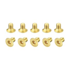 uxcell Flat Head Socket Cap Screws, M2.5-0.45 x 16mm Brass Inner Hex Drive Fasteners Bolts 48Pcs