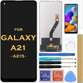 مجموعة محول رقمي لشاشة LCD تعمل باللمس لهاتف Samsung Galaxy A21 2020 A215 SM-A215U A215U1 A215F 6.5 بوصة (أسود)