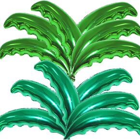 12 Pieces Large Palm Tree Leaves Balloons, Green Foil Mylar Coconut Tree Leaves Balloons for Birthday Baby Shower Decorations Hawaiian Luau Aloha Tropical Summer Beach Party Supplies