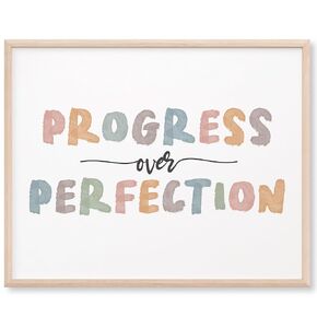 Progress Over Perfection Art Print - 8x10 (Unframed) | Boho Nursery Decor | Kids Bedroom Decor | Classroom Decor | Homeschool Decor | Playroom Wall Art | Affirmation Wall Decor