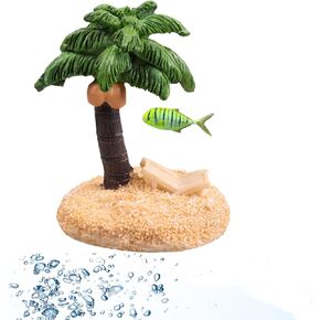 Fish Tank Coconut Tree Decoration, Aquarium Coastal Aquascape Decoration, Exquisite Aquarium Decoration, Fish's Best Friend.Green