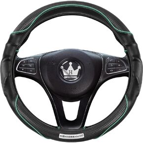 3D Car Steering Wheel Cover Comfort Grip Massage Sporty Anti-Slip Carbon Fiber Faux Leather for Sedan SUV, Universal Fit, Car Handle Covers for All Seasons, 14-15in, Red