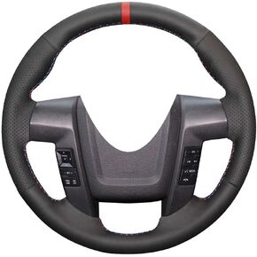 DIY Stitching Customized Steering Wheel Cover for Ford F-150 F150 SVT Raptor 2010 2011 2012 2013 2014 Interior Accessories Stitch on Wrap Black Microfiber Leather(Red and Blue Thread)