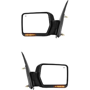 YITAMOTOR Towing Mirror Side Mirror Compatible with F150 2007 2008 2009 2010 2011 2012 2013 2014, with LED Turn Signals Power Adjustment Heated Manual Folding Tow Mirror Door Mirror Black
