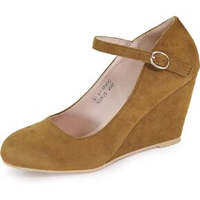 Bella Marie Denise Women's Round Toe Wedge Heel Mary Jane
