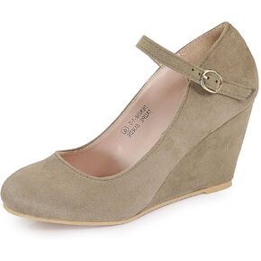 Bella Marie Denise Women's Round Toe Wedge Heel Mary Jane