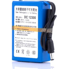 Super Polymer Rechargeable 3000mAh Lithium ion Battery for Fishing Finder,Guitar Spectra S2 and More DC 12V DC12300 Blue