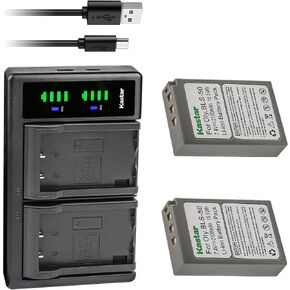 بطارية Kastar مكونة من عبوتين وشاحن USB LTD2 متوافق مع بطارية Olympus BLS-50، وشاحن Olympus BCS-5، وكاميرا Olympus OM-D E-M5 Mark III بدون مرآة in Kuwait
