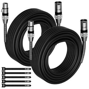 4 Pack DMX to DMX Stage Lighting Cable 10 FT, 110 Ohms Impedance DMX Male to Female (XLR Compatible) Cable, 3 Pin Shielded Signal Wire, for DJ LED Moving Head Par Light Mic Mixer Recording Studio