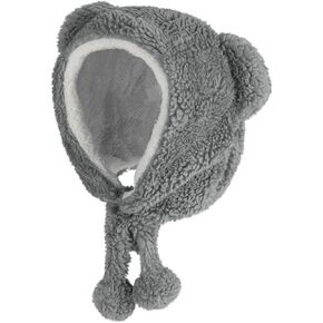 Women Cute Bear Ear Hat Earflap Animal Beanie Hat Plush Sherpa Warm Cap Windproof Fuzzy Skull Cap with Ear for Women Girl