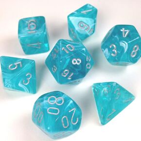 Polyhedral 7 Dice Set Cirrus Aqua w/Silver CHX27465