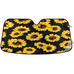 Black Pattern Car Windshield, Smile of Evil Sun Shield Visor Protector Foldable, Keep Vehicle Cool Protect Your Car from Sun Heat Glare Best UV Ray