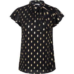 GRACE KARIN Summer Tops for Women 2024 Ruffle Sleeve Tie Neck Blouse Pleated Mock Neck Chiffon Business Casual Shirt in Saudi Arabia