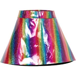 Daisy Corsets Women's Plus Size Rainbow Glitter PVC Mini Skater Skirt, 3X