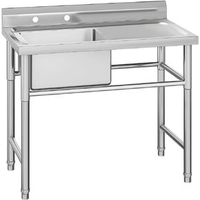 Gaomon Stainless Steel Sink, Commercial Kitchen Prep & Utility Sink Free Standing 3-Compartment Bowl for Restaurant Laundry Garage Bar Workshop (3 Compartment, 38.9"L x 17.7"W x 37"H)