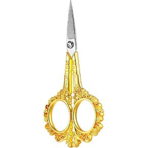 Plum Blossom Scissors Sewing Embroidery Shears Fabric Craft Scissors Stitch Cutting Scissors Vintage European Style Scissors for Everyday Use Golden