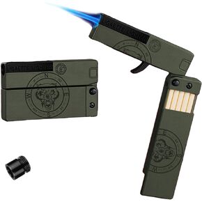 REDBMX Torch Lighter,Windproof Jet Lighter,Adjustable and Refillable,Cool Foldable Lighters,for Candle Grill Camping,Men Gift (Gas not Included) (Green)