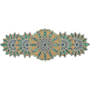 Beaded Christmas Table Runner 36 Inches Long - Beautiful Fancy Elegant Decorative Runner Perfect for Dining Table Décor/Farmhouse/Wedding/Living Room/New Year/Easter - 13x36 Inch Blue Orange Multi