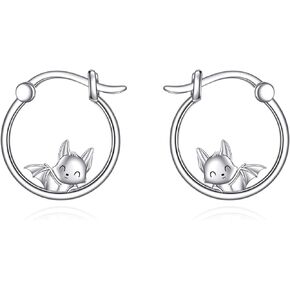 Panda/Penguin/Axolotl/Horse/Highland Cow/Bat Earrings Sterling Silver Hoop Earrings Huggie Earrings Cute Animal Jewelry Gifts for Girls Women