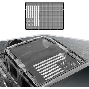 Sunshade Compatible with Jeep Wrangler JLU 4 Door & Gladiator JT 2018-2024 Mesh Sun Shade Bikini Top Cover Bimini Top Accessories