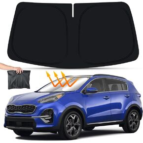Car Sun Shade for Kia Sportage 2017 2018 2019 2020 2021 SUV Auto Interior Accessories Front Windshield Sunshade Foldable Insulation Reflective Protector Parasol Window Curtains Cover Visor