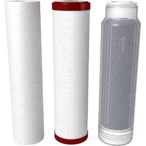 Aquatic Life 10-Inch Sediment, Carbon Block and Mixed-Bed Color Changing Deionization Resin Filters, RODI Reverse Osmosis Deionization Water Filter Replacement Cartridges Kit