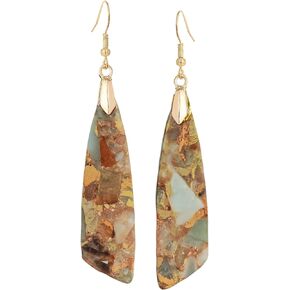 Boho Earrings Natural Jasper Stone Dangle Earrings Healing Energy Gemstone Earrings for Women Jewelry Gift